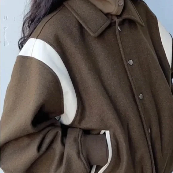 Oak And Fort Varsity Wool Blend Bomber - Picture 2 of 5